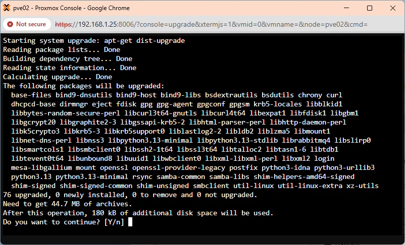 Promox VE 9.2 Upgrade