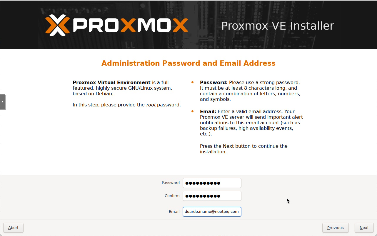 Promox VE 9.2 Admin password