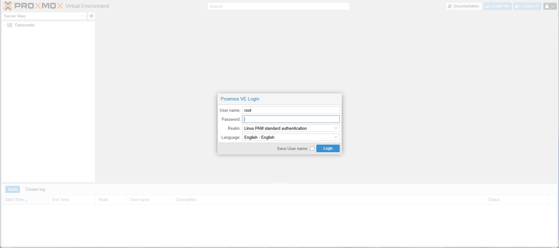 Promox VE 9.2 Web interface