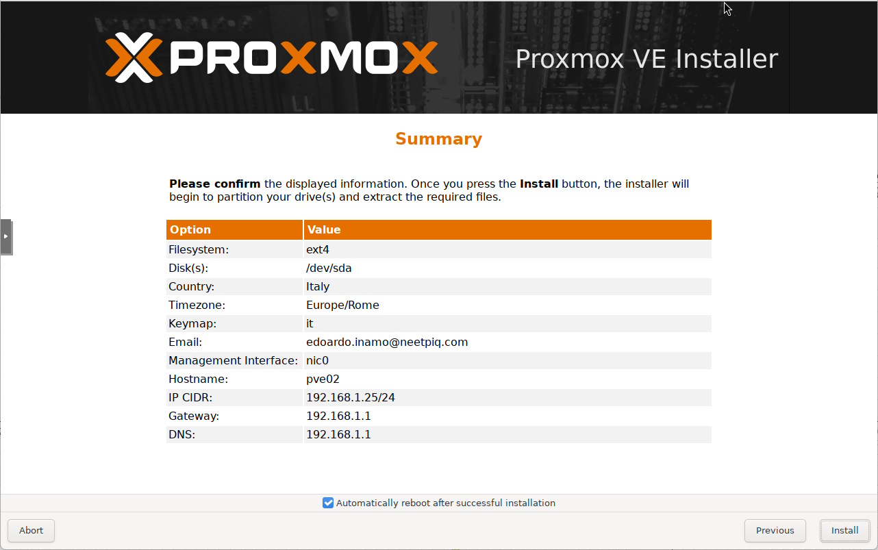 Promox VE 9.2 Install